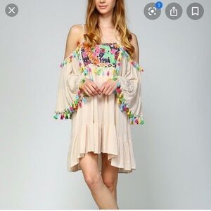 Velzera cream tassel off the shoulder tunic 3xl
